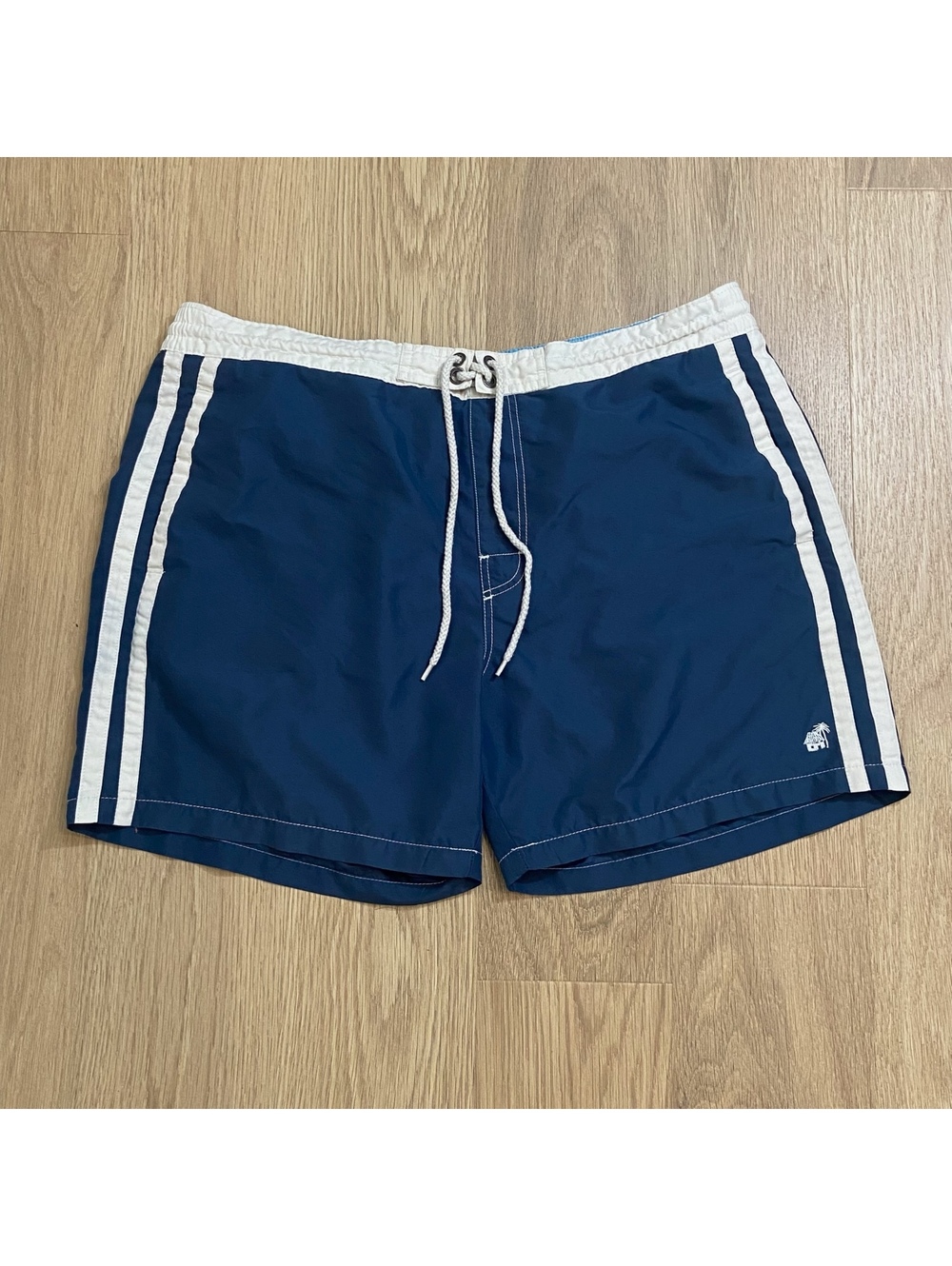 Caribbean Joe Men's Navy Blue Swim Trunks with White Stripes Size XL